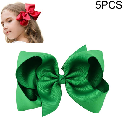 5 PCS 6 Inch Colorful Kids Girls Big Solid Ribbon Hair Bow Clips(38) - Head Bands by PMC Jewellery | Online Shopping South Africa | PMC Jewellery