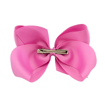 5 PCS 6 Inch Colorful Kids Girls Big Solid Ribbon Hair Bow Clips(12) - Head Bands by PMC Jewellery | Online Shopping South Africa | PMC Jewellery