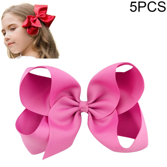 5 PCS 6 Inch Colorful Kids Girls Big Solid Ribbon Hair Bow Clips(28) - Head Bands by PMC Jewellery | Online Shopping South Africa | PMC Jewellery