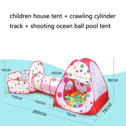 3 in 1 Children Tent Play House Tunnel Foldable Shooting Ocean Ball Pool Toy(Red) - Tents & Accessories by PMC Jewellery | Online Shopping South Africa | PMC Jewellery