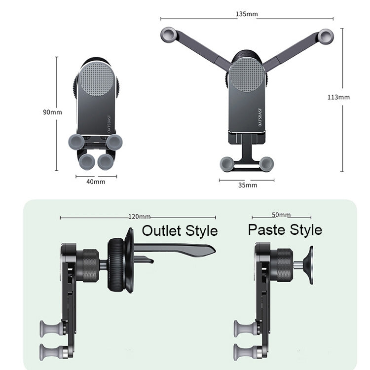 Oatsbasf Car Gravity Metal Bracket Scalable and Stable Mobile Phone Bracket Folding Screen Mobile Phone Exclusive Car Bracket(Outlet Black) - Universal Car Holders by Oatsbasf | Online Shopping South Africa | PMC Jewellery | Buy Now Pay Later Mobicred