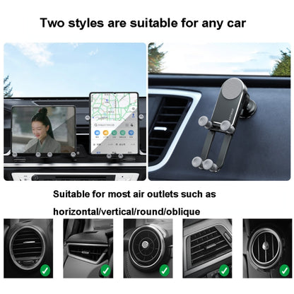 Oatsbasf Car Gravity Metal Bracket Scalable and Stable Mobile Phone Bracket Folding Screen Mobile Phone Exclusive Car Bracket(Outlet Silver) - Car Holders by Oatsbasf | Online Shopping South Africa | PMC Jewellery