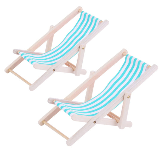 2 PCS 1:12 Beach Lounge Chair Simulation Model Outdoor Beach Scene Shooting Props Can Be Folded(Sky Blue) - Other Props by PMC Jewellery | Online Shopping South Africa | PMC Jewellery