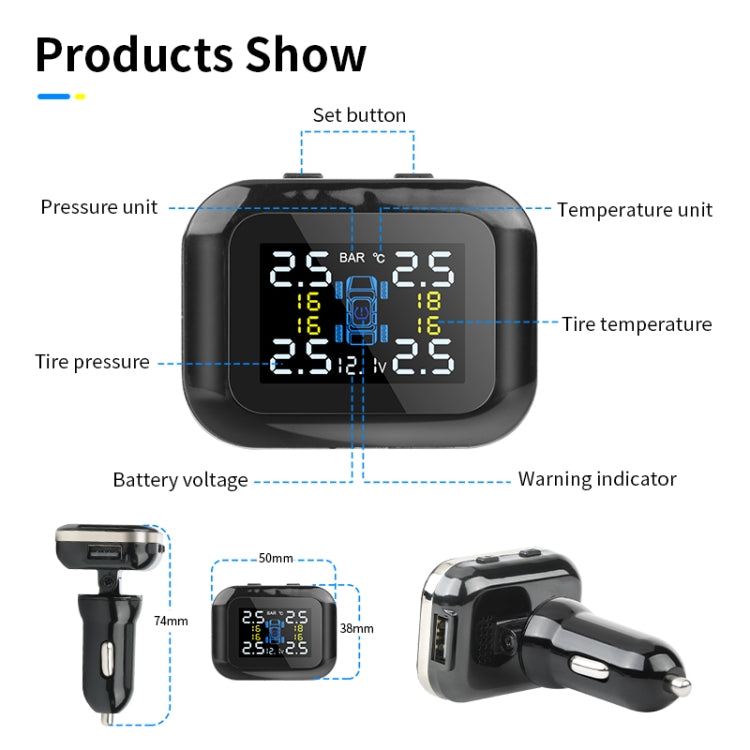 Q3 Mini Cigarette Lighter Car Wireless Tire Pressure Monitoring System TPMS Car Temperature Voltage Tire(Black) - Tire Pressure Gauges by PMC Jewellery | Online Shopping South Africa | PMC Jewellery