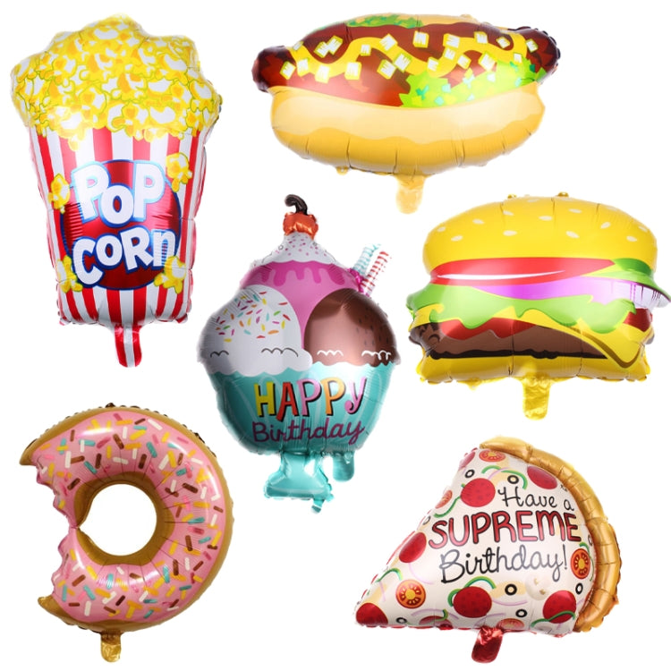 5 PCS Pizza Hot Dog Popcorn Donut Burger Aluminum Film Balloon Birthday Party Decoration Balloon(B) - Balloons by PMC Jewellery | Online Shopping South Africa | PMC Jewellery