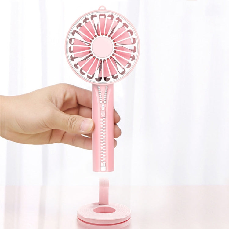 Zipper Fan USB Mini Handheld Fan Portable with Stand Base(Lvory White) - Electric Fans by PMC Jewellery | Online Shopping South Africa | PMC Jewellery