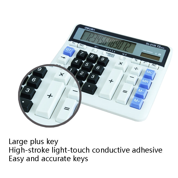 Deli 2135 Computer Keyboard Calculator Big Button Bank Office Finance Accounting Solar Calculator(White) - Calculator by Deli | Online Shopping South Africa | PMC Jewellery