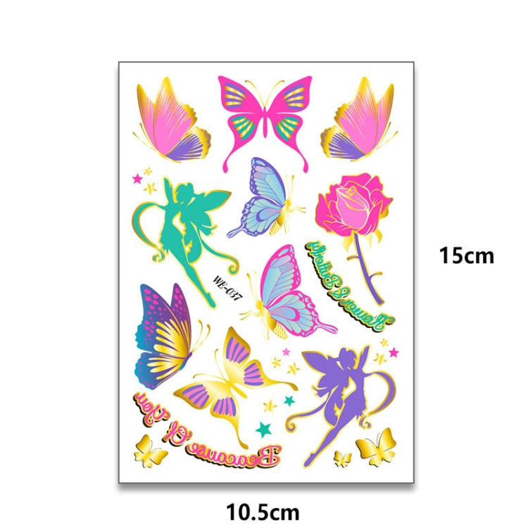 10 PCS Children Water Transfer Fresh Butterfly Bronzing Tattoo Stickers Cartoon Cute Metal Tattoo Stickers(WE-040) - Sticker by PMC Jewellery | Online Shopping South Africa | PMC Jewellery