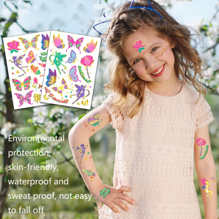 10 PCS Children Water Transfer Fresh Butterfly Bronzing Tattoo Stickers Cartoon Cute Metal Tattoo Stickers(WE-040) - Sticker by PMC Jewellery | Online Shopping South Africa | PMC Jewellery