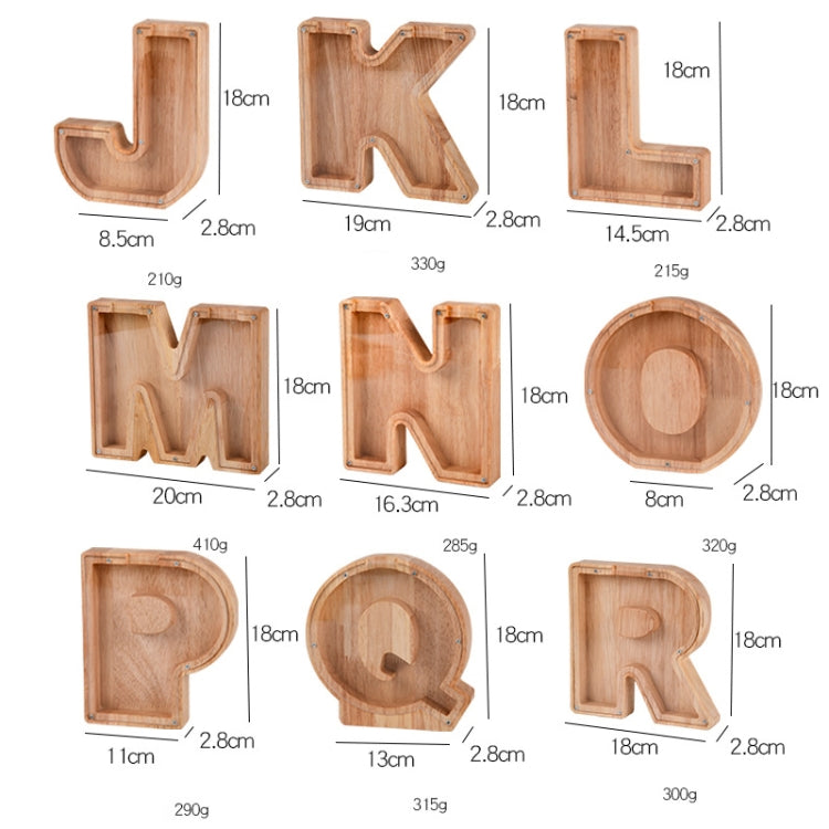 Wooden English Alphabet Piggy Bank Transparent Acrylic Piggy Bank(N) - Piggy Banks by PMC Jewellery | Online Shopping South Africa | PMC Jewellery