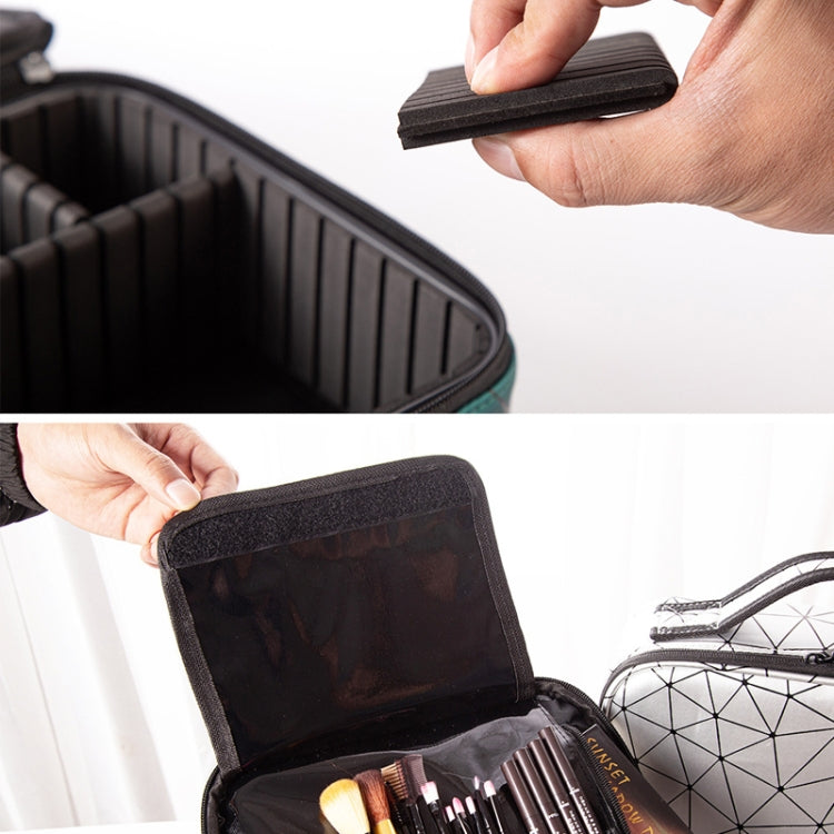 Waterproof Cosmetic Box With Partitions Cosmetic Bag Large-Capacity Rhombic PU Cosmetic Storage Box(Black) - Storage Boxes by PMC Jewellery | Online Shopping South Africa | PMC Jewellery