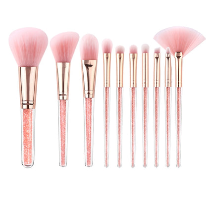 ZOREYA 10 In One Pink Crystal Transparent Handle Makeup Brush Set Makeup Tools,Style: Bare Brush - Makeup Brushes by PMC Jewellery | Online Shopping South Africa | PMC Jewellery