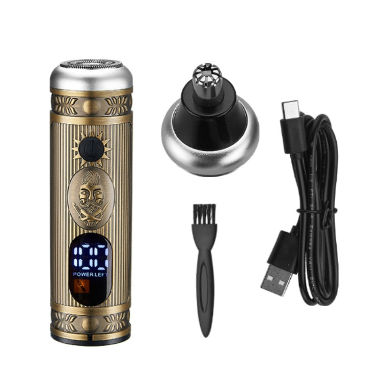 Nose Trimming + Shaving Two-in-one Ordinary Motor Mini Razor For Men(Bronze) - Electric Shavers by PMC Jewellery | Online Shopping South Africa | PMC Jewellery