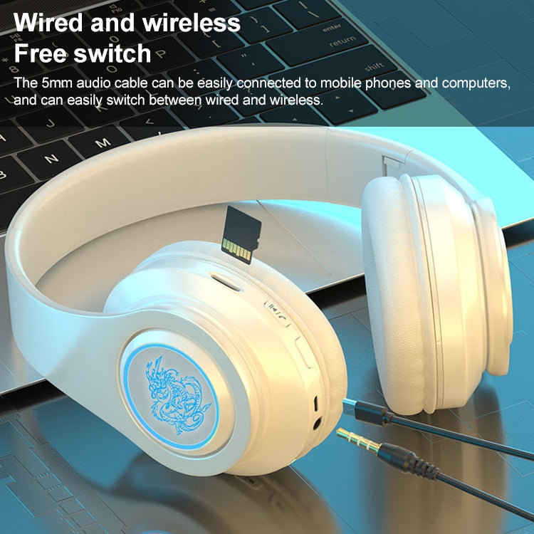 B39 Wireless Bluetooth Headset Subwoofer With Breathing Light Support TF Card(Black Blue) - Headset & Headphone by PMC TechLife | Online Shopping South Africa | PMC TechLife | Buy Now Pay Later Mobicred