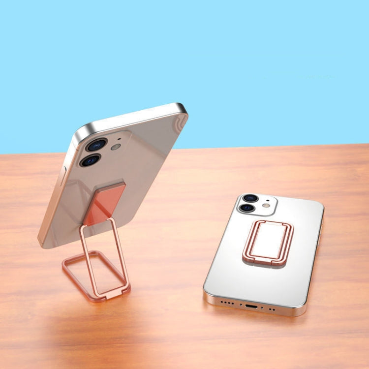 Square Folding Metal Holder Rotating Back Stick Desktop Phone Ring Holder(Rose Gold) - Ring Holder by PMC Jewellery | Online Shopping South Africa | PMC Jewellery