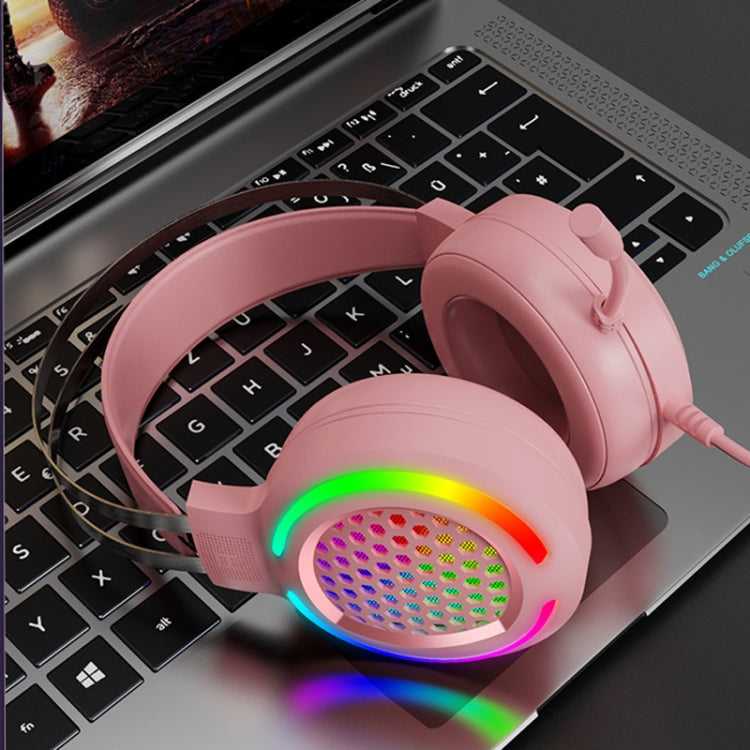 FOREV G99 USB RGBHead-Mounted Wired Headset With Microphone, Style: Standard Version  (Colorful Light Pink) - free shipping - PMC TechLife - Order now!