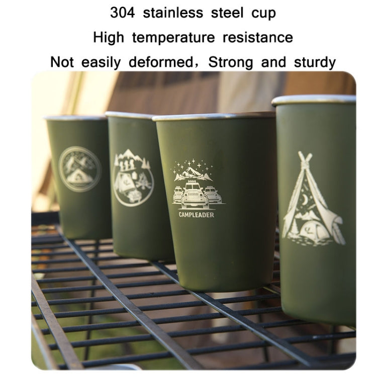 4 PCS / Set Outdoor Picnic Stainless Steel Cup With Storage Bag (Army Green) - Cookwares & Tablewares by PMC Jewellery | Online Shopping South Africa | PMC Jewellery