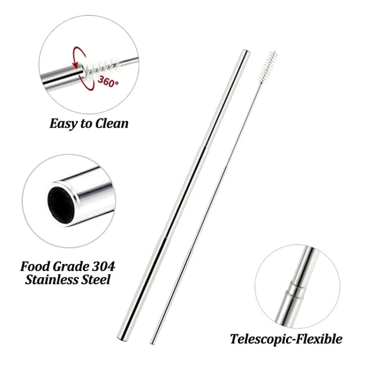 Stainless Steel Portable Telescopic Straw(Straw+Brush) - Drinking Tools by PMC Jewellery | Online Shopping South Africa | PMC Jewellery