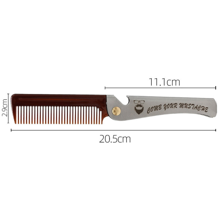 Folding Oil Head Comb Beard Styling Comb(Amber) - Combs by PMC Jewellery | Online Shopping South Africa | PMC Jewellery