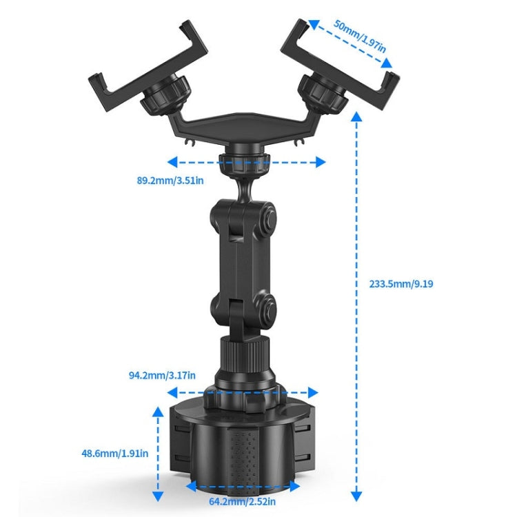 Double Chuck Rotary Multifunctional Cup Holder Mobile Phone Holder(Cup T1) - Car Holders by PMC Jewellery | Online Shopping South Africa | PMC Jewellery