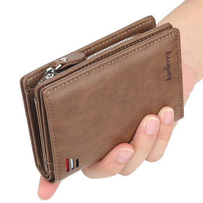 Baellerry D3216 Men Short Vertical Multi-Card Snap Coin Purse(Brown) - Wallets by Baellerry | Online Shopping South Africa | PMC Jewellery