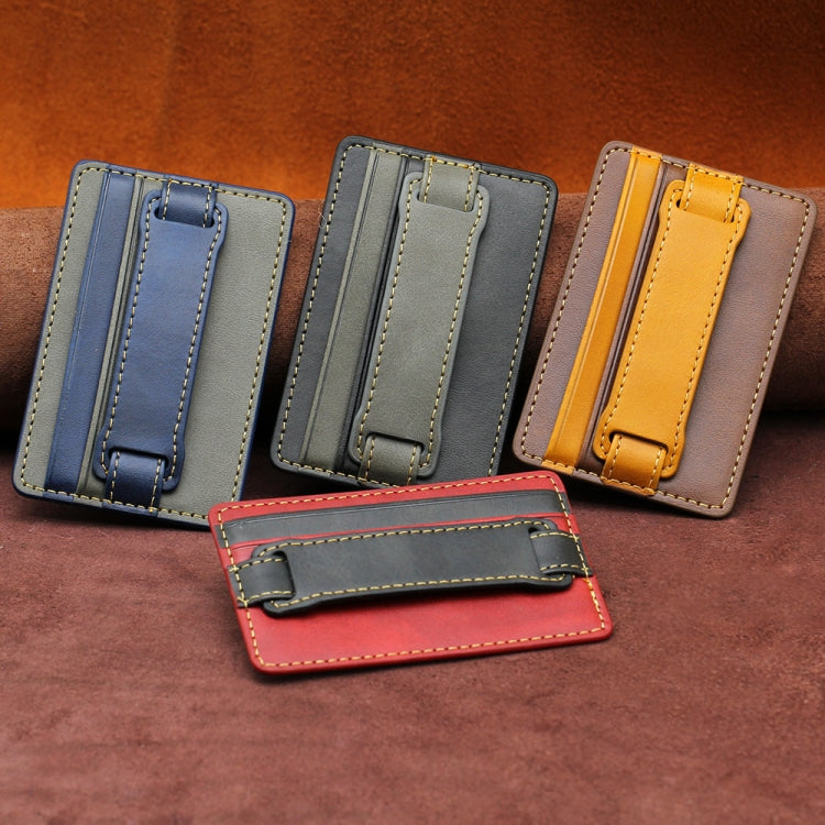 2 PCS Leather Phone Card Sleeve Back Sticker Wrist Pull Strap Holder(Blue) - Hand-Sticking Bracket by PMC TechLife | Online Shopping South Africa | PMC TechLife