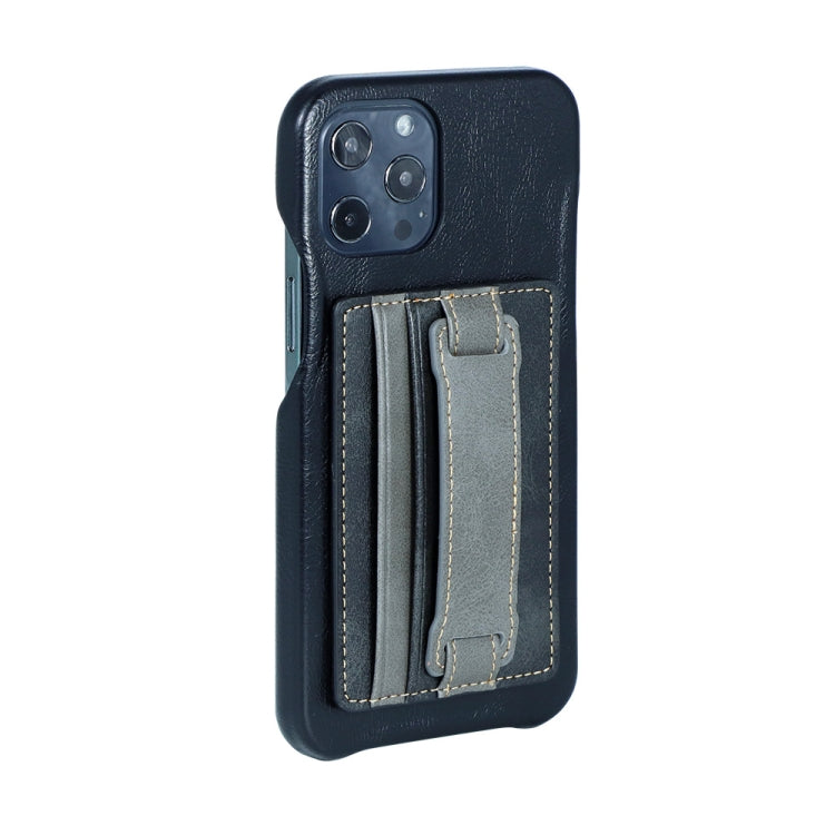 2 PCS Leather Phone Card Sleeve Back Sticker Wrist Pull Strap Holder(Blue) - Hand-Sticking Bracket by PMC TechLife | Online Shopping South Africa | PMC TechLife