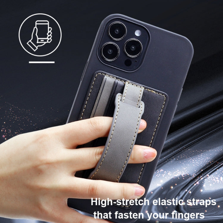 2 PCS Leather Phone Card Sleeve Back Sticker Wrist Pull Strap Holder(Blue) - Hand-Sticking Bracket by PMC TechLife | Online Shopping South Africa | PMC TechLife