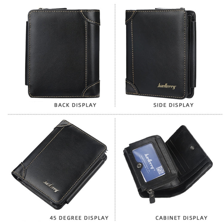 Baellerry D9159 Men Short Tri-Fold Zip Coin Purse Thin Card Holder(Coffee) - Wallets by Baellerry | Online Shopping South Africa | PMC TechLife | Buy Now Pay Later Mobicred