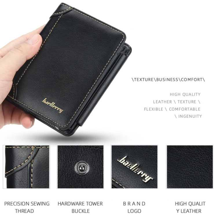 Baellerry D9159 Men Short Tri-Fold Zip Coin Purse Thin Card Holder(Coffee) - Wallets by Baellerry | Online Shopping South Africa | PMC TechLife | Buy Now Pay Later Mobicred