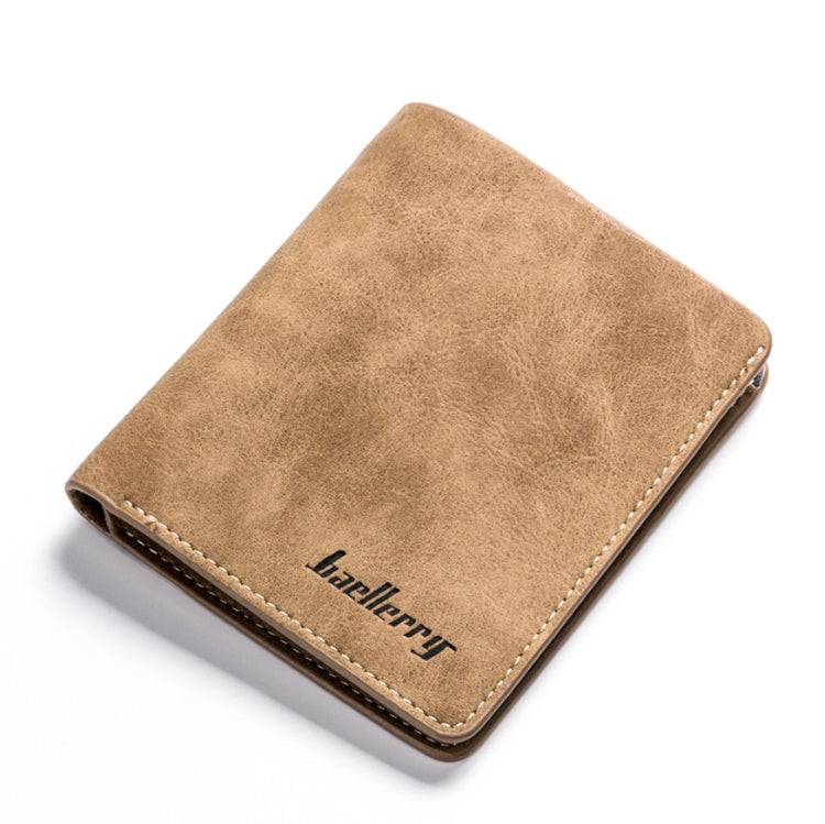 Baellerry BLR1152 Men Short Wallet Vintage Frosted Two Fold Wallet(Coffee Vertical) - Wallets by Baellerry | Online Shopping South Africa | PMC TechLife | Buy Now Pay Later Mobicred
