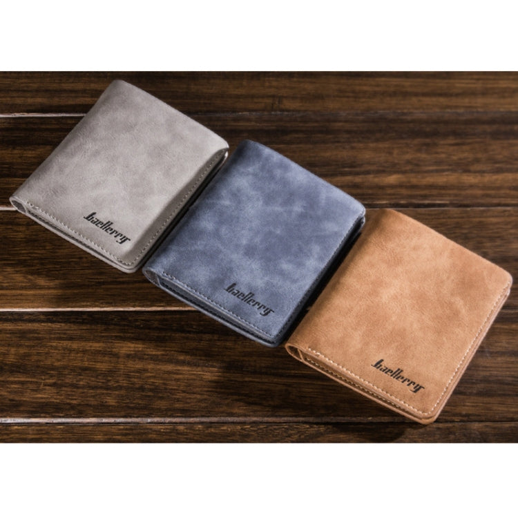Baellerry BLR1152 Men Short Wallet Vintage Frosted Two Fold Wallet(Coffee Vertical) - Wallets by Baellerry | Online Shopping South Africa | PMC TechLife | Buy Now Pay Later Mobicred