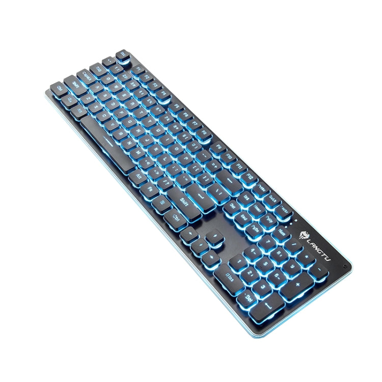 LANGTU L1 104 Keys USB Home Office Film Luminous Wired Keyboard, Cable Length:1.6m(Ice Blue Light Black) - Wired Keyboard by LANGTU | Online Shopping South Africa | PMC Jewellery