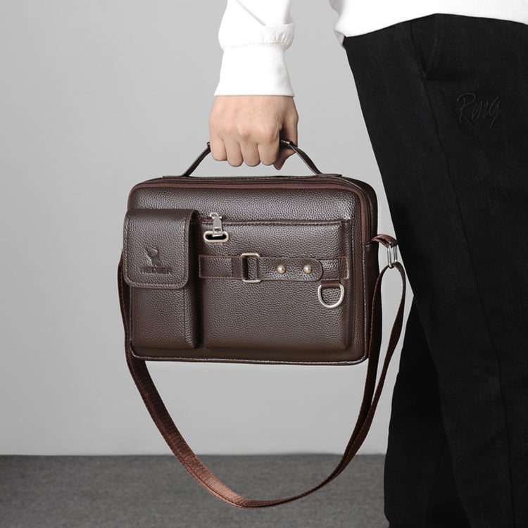 WEIXIER D235 Men Shoulder Bag Portable PU Leather Handbag(Brown) - free shipping - PMC TechLife - Order now!