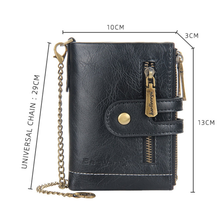 Baellerry  Short Wallet Double Zipper Tri-Fold Wallet For Men(Black) - Wallets by Baellerry | Online Shopping South Africa | PMC TechLife | Buy Now Pay Later Mobicred