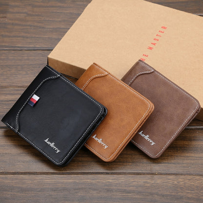 Baellerry Short Wallet Tri-fold Horizontal Coin Purse For Men(Dark Coffee) - Wallets by Baellerry | Online Shopping South Africa | PMC Jewellery | Buy Now Pay Later Mobicred