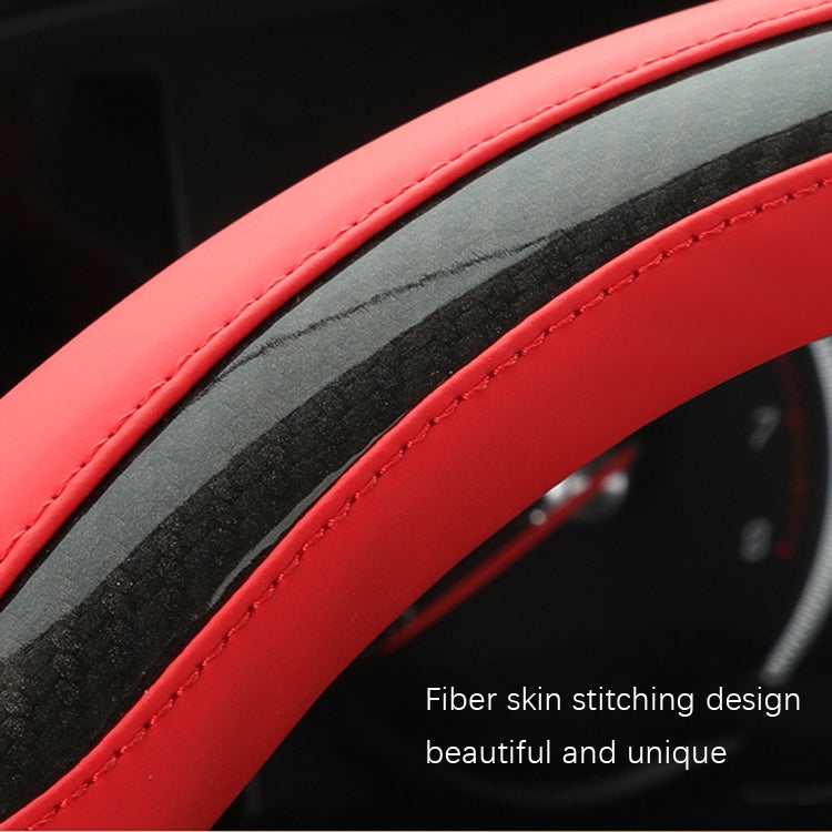Leather Carbon Fiber Stitching Car Steering Wheel Set, Diameter: 38cm(Black D Shape) - Steering Wheel Accessories by PMC TechLife | Online Shopping South Africa | PMC TechLife