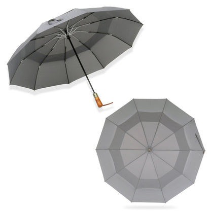 PARACHASE Ten-bone Double-layer Large Windproof Business Automatic Folding Umbrella(Grey) - Umbrellas by PARACHASE | Online Shopping South Africa | PMC Jewellery | Buy Now Pay Later Mobicred