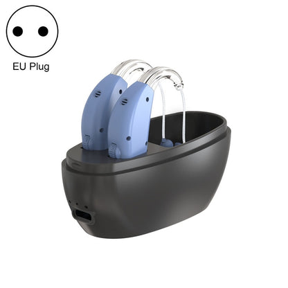 Elderly Use Can Charge Sound Amplifier Hearing Aid, Specification: EU Plug(Blue Double Machine+Black Charging Bin) - Hearing Aids by PMC Jewellery | Online Shopping South Africa | PMC Jewellery