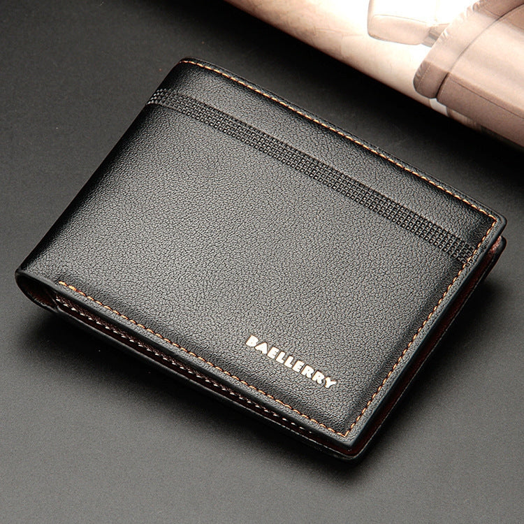 Baellerry Men Short Wallet Multi-card Lychee Pattern Business Wallet(Black) - Wallets by Baellerry | Online Shopping South Africa | PMC Jewellery