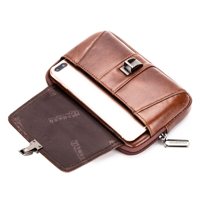 BULL CAPTAIN Multifunctional Leather Mobile Phone Small Waist Bag For Men(Vertical Brown) - Wallets by BULL CAPTAIN | Online Shopping South Africa | PMC Jewellery