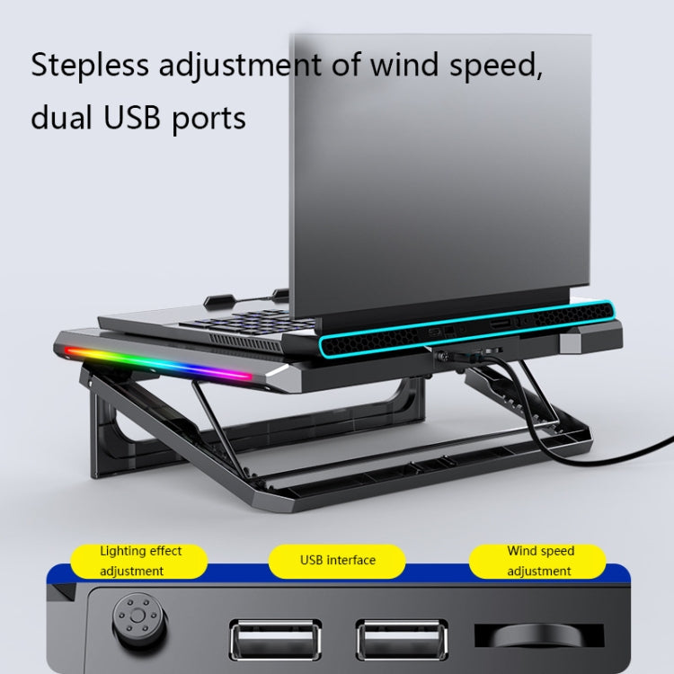 NUOXI Q9 RGB Lighting Effect Laptop Cooler(Black) - free shipping - PMC TechLife - Order now!
