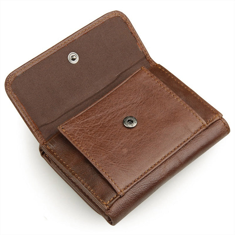 Men Casual Retro RFID Blocking Anti-Scanning Cowhide Leather Short Wallet(Coffee) - Wallets by J.M.D | Online Shopping South Africa | PMC TechLife | Buy Now Pay Later Mobicred