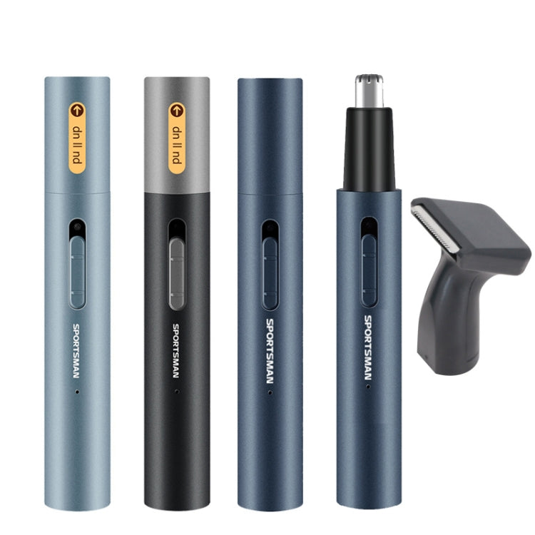 SPORTSMAN Metal Aluminum Tube Body Rechargeable Nose Hair Device, Style: Sideburns 2 In 1(Black) - free shipping - PMC TechLife - Order now!