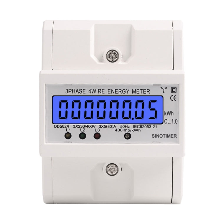 SINOTIMER Three-Phase Backlight Display Rail Type Electricity Meter 5-100A 400V(DDS024 White Shell) - Current & Voltage Tester by SINOTIMER | Online Shopping South Africa | PMC Jewellery | Buy Now Pay Later Mobicred