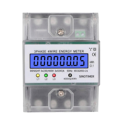 SINOTIMER Three-Phase Backlight Display Electricity Meter 5-100A 400V(DDS024T Transparent Shell) - Current & Voltage Tester by SINOTIMER | Online Shopping South Africa | PMC Jewellery | Buy Now Pay Later Mobicred