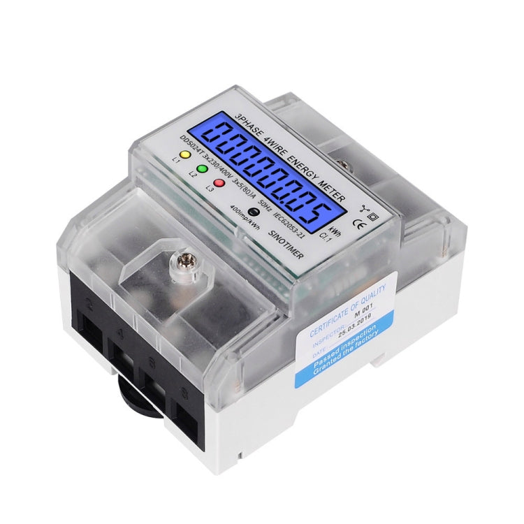 SINOTIMER Three-Phase Backlight Display Electricity Meter 5-100A 400V(DDS024T Transparent Shell) - Current & Voltage Tester by SINOTIMER | Online Shopping South Africa | PMC Jewellery | Buy Now Pay Later Mobicred