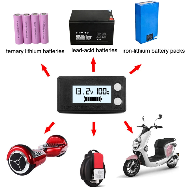 Waterproof LCD Two-wire Lead-acid Lithium Battery Digital Display Voltage Meter 8-72V (White) - free shipping - PMC TechLife - Order now!
