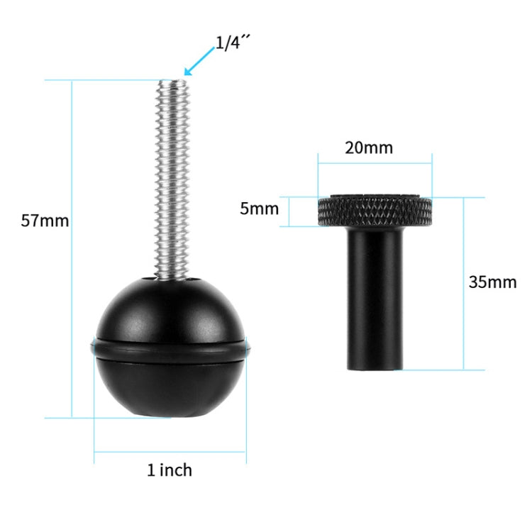 Ball Head Adapter Adjustable Screw Fixed Mount  Camera Underwater Diving Photography Lights Bracket(1/4 Inch  Black) - Connection Mount by PMC Jewellery | Online Shopping South Africa | PMC Jewellery