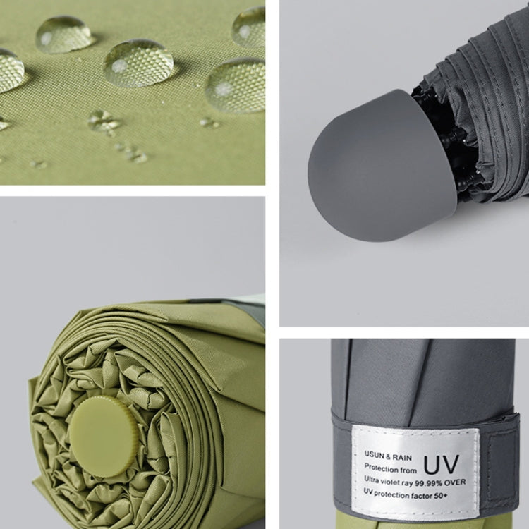 LY-0621 Five-Fold Six-bone Umbrella Simple Black Glue Sunscreen Umbrella(Ink Green) - free shipping - PMC TechLife - Order now!